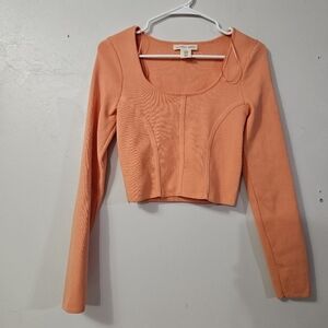 Happily Grey Long Sleeve Coral Cropped Top!